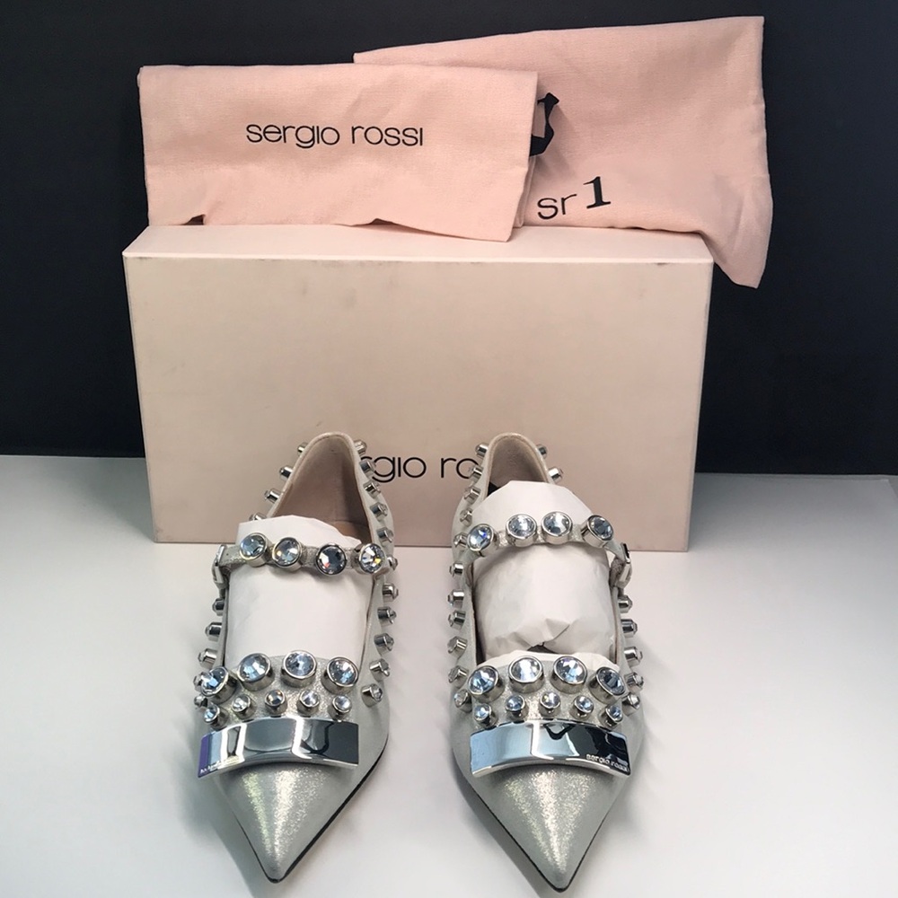 Sergio Rossi Silver Embellished Women's Shoes